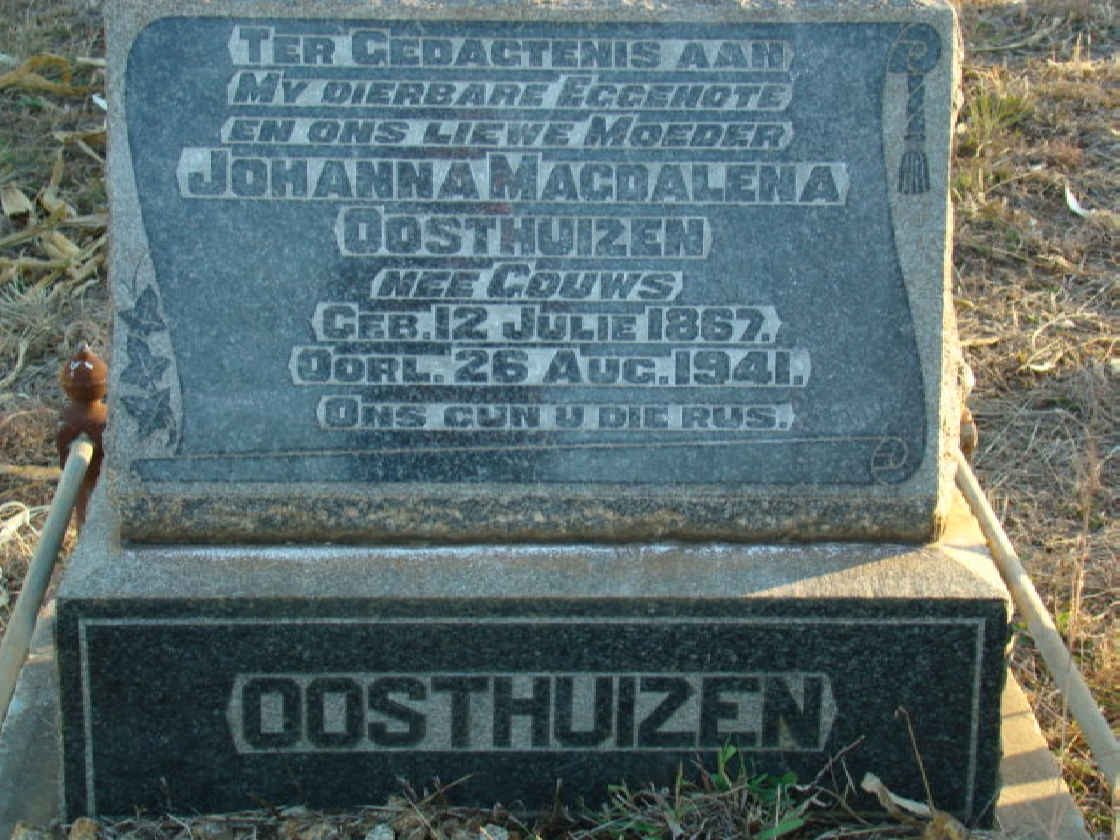 OOSTHUIZEN Johanna Magdalena nee GOUWS 1867-1941