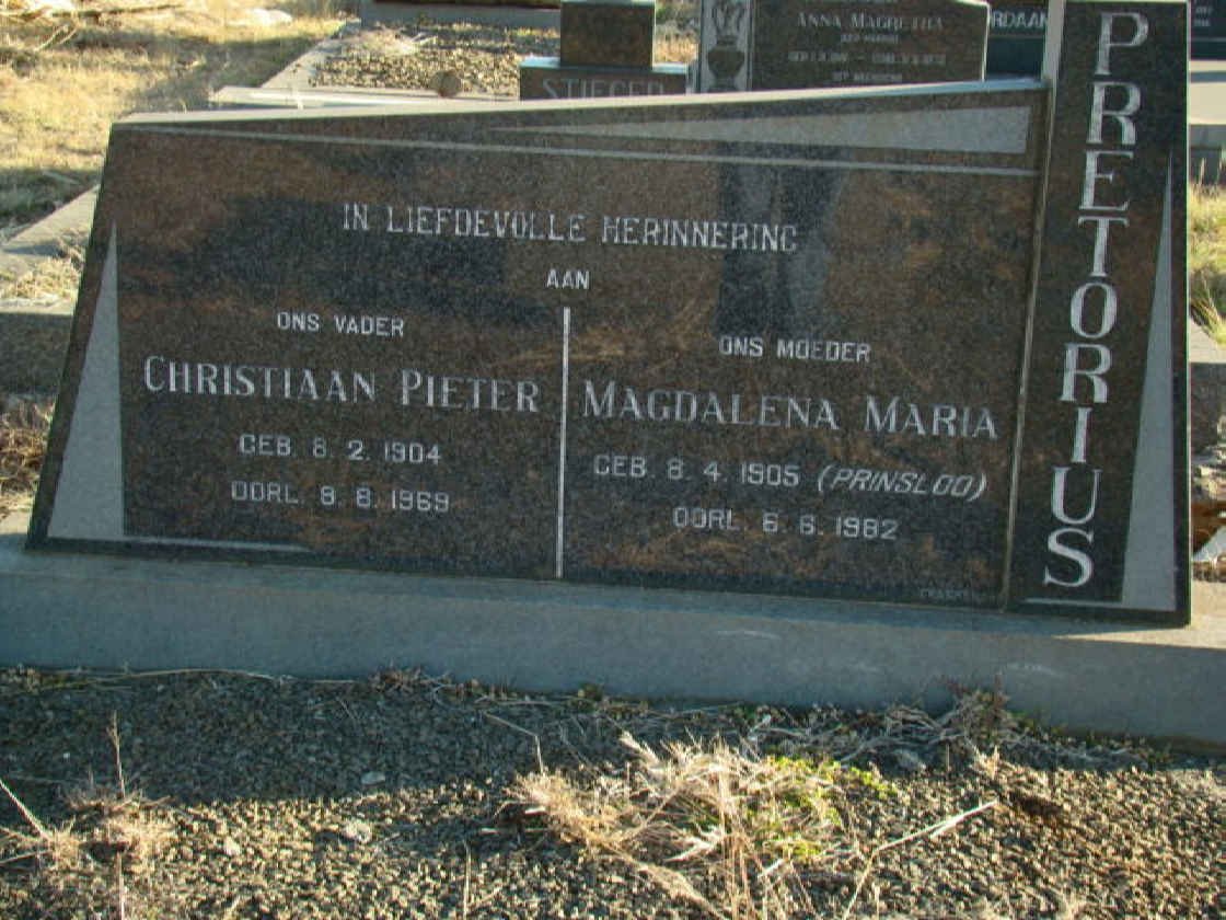 PRETORIUS Christiaan Pieter 1904-1969 &amp; Magdalena Maria PRINSLOO 1905-1982