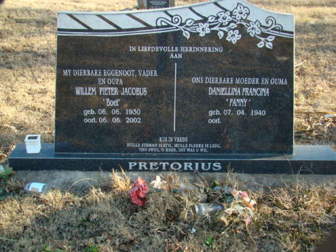 PRETORIUS Willem Pieter Jacobus 1930-2002 &amp; Daniellina Francina 1940-