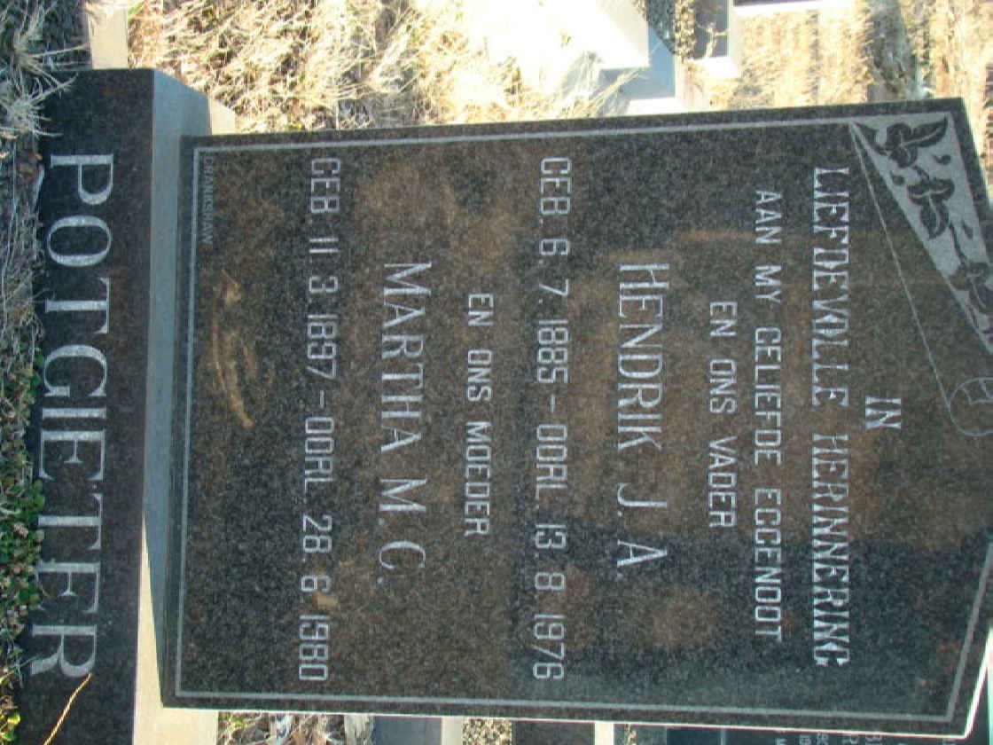 POTGIETER Hendrik J.A. 1885-1976 &amp; Martha M.C. 1897-1980
