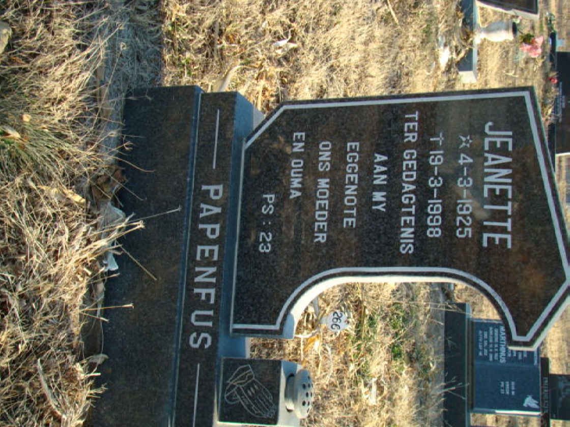 PAPENFUS Jeanette 1925-1998
