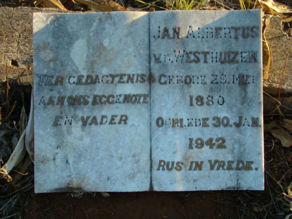 WESTHUIZEN Jan Albertus, van der 1880-1942